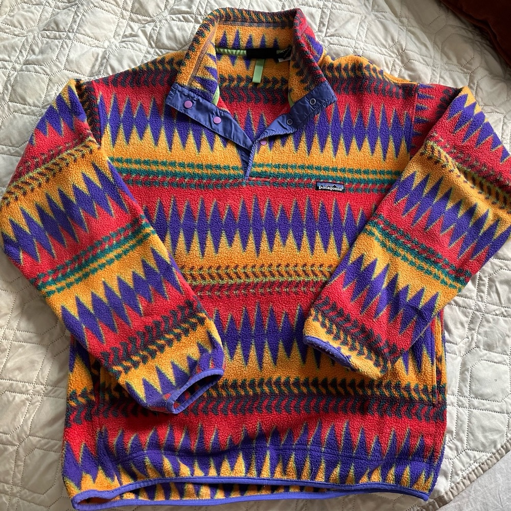 Rare vintage Patagonia Minnehaha flame, laughing waters 1997 Synchilla Snap-T M